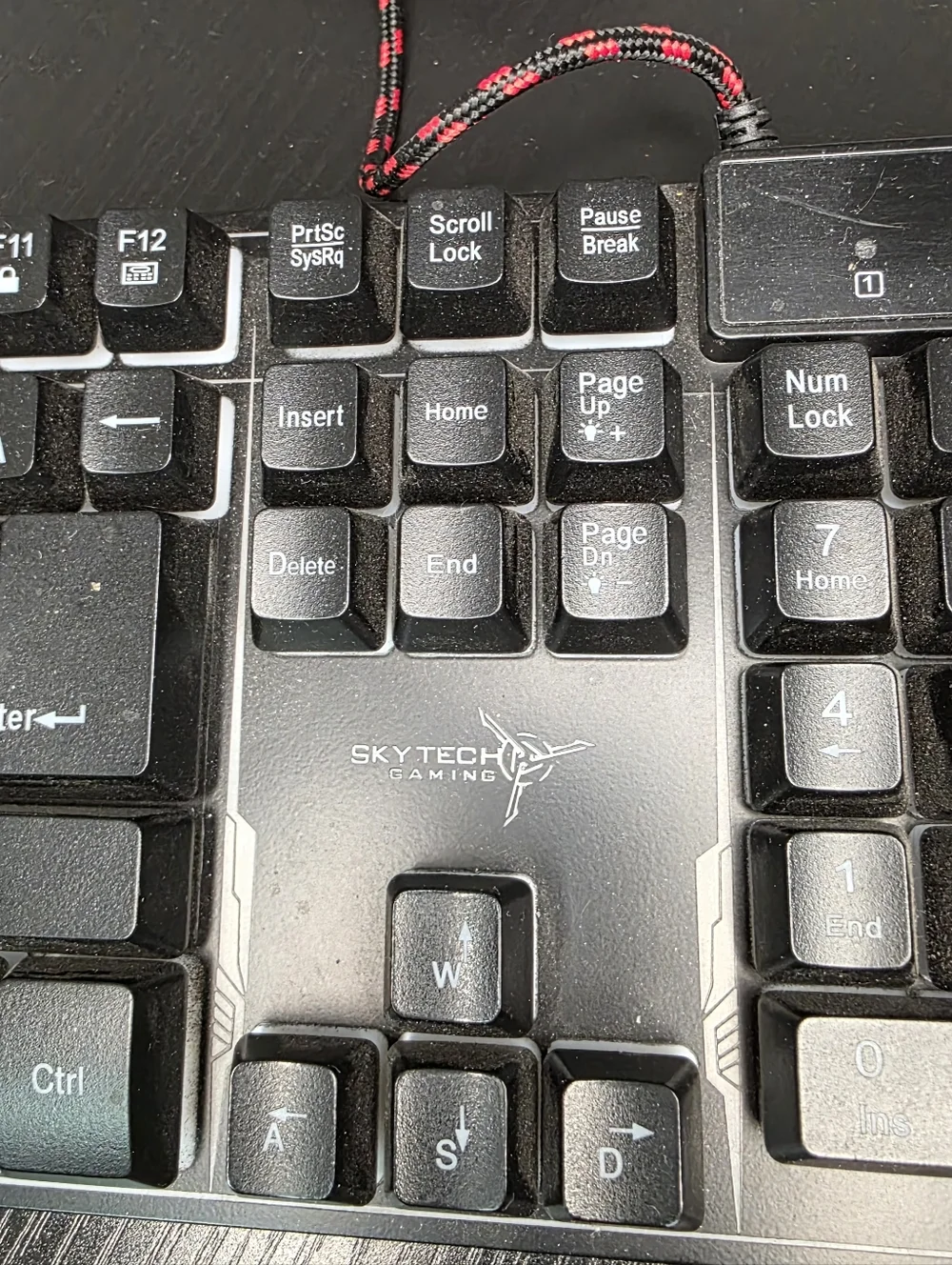 Skytech Black Wired Gaming Keyboard with Red Accented Cable